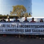 Em vigília, indígenas do Levante pela Terra pedem ao STF que declare a Lei 14.701 inconstitucional