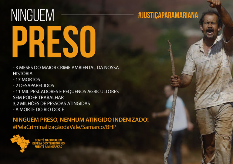 Read more about the article MARIANA – 3 MESES DO CRIME DA VALE SAMARCO BHP