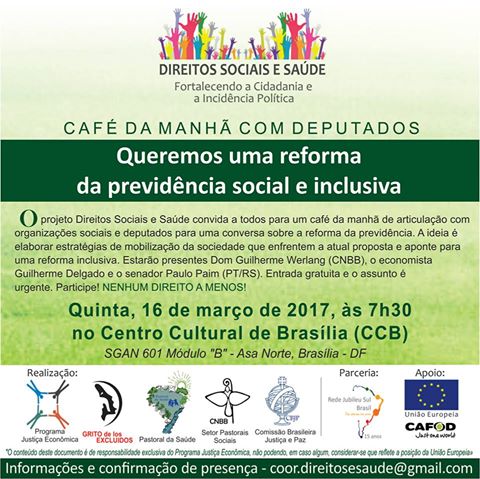 Read more about the article Brasília – Evento reúne deputados e movimentos sociais para discutir a reforma da previdência social