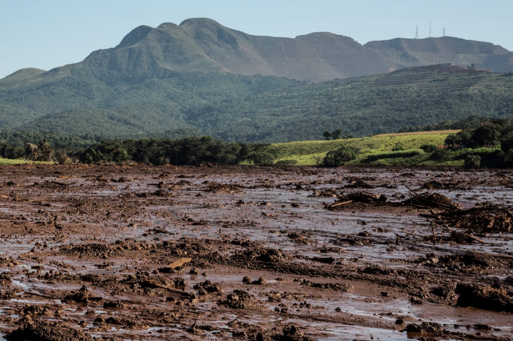 Área atingida pelo rompimento da barragem em Brumadinho, em Minas Gerais
