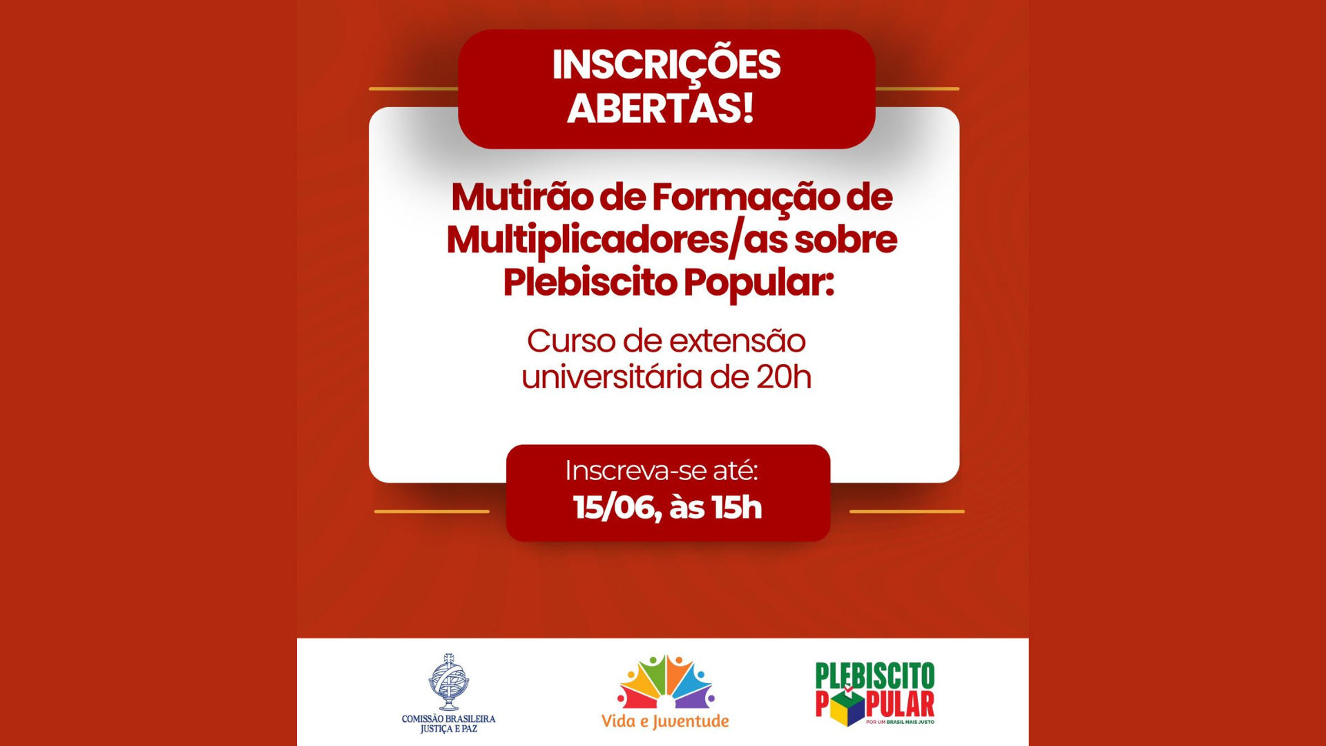 Leia mais sobre o artigo Plebiscito Popular: inscrições abertas para formação de multiplicadoras e multiplicadores